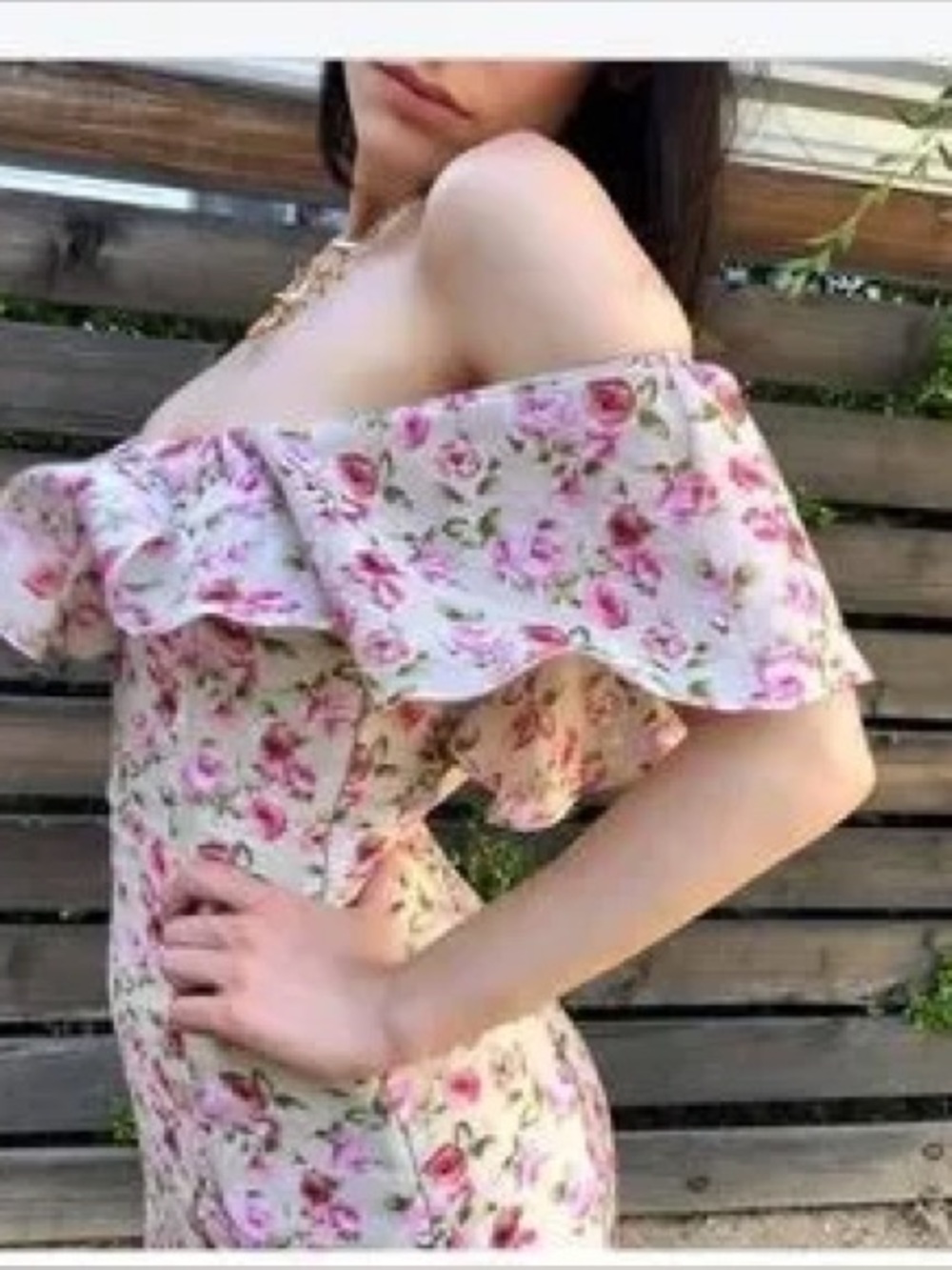 Vanessa Mooney Joelyn Ruffle Off Shoulder Floral Mini Dress Size M - Picture 4 of 6